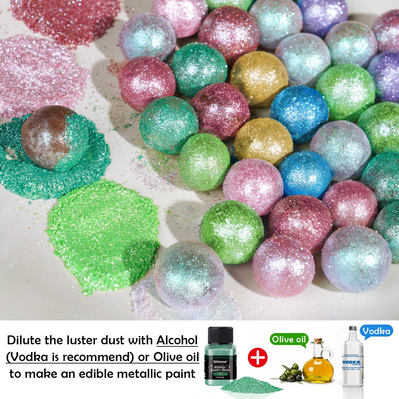 NiHome dark green glimmer powder cookie dessert sparkle for festive treats