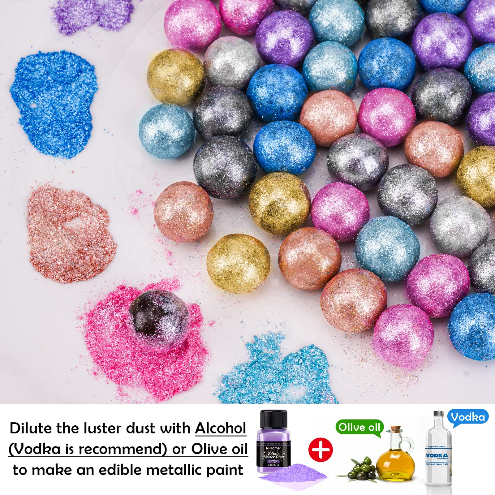 NiHome purple dry-brush glitter dust for precise decorating.