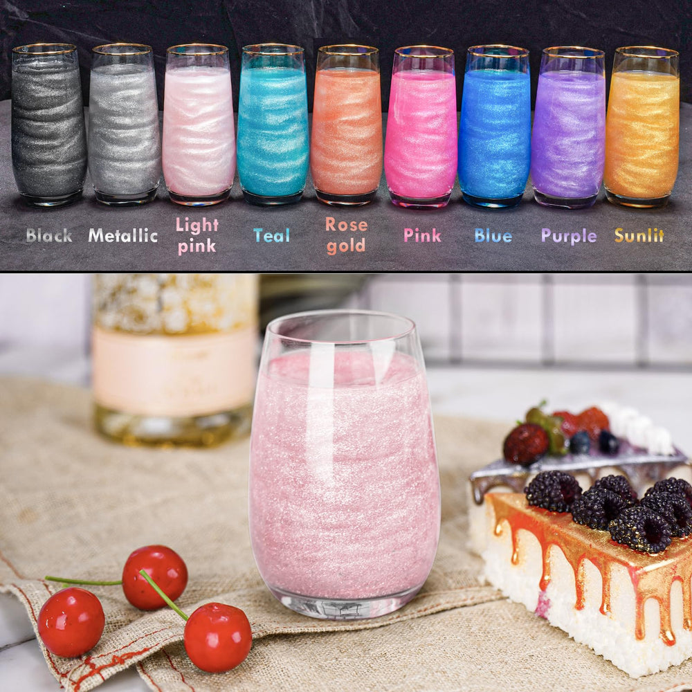 NiHome light pink luster dust brushing onto cake for shimmer