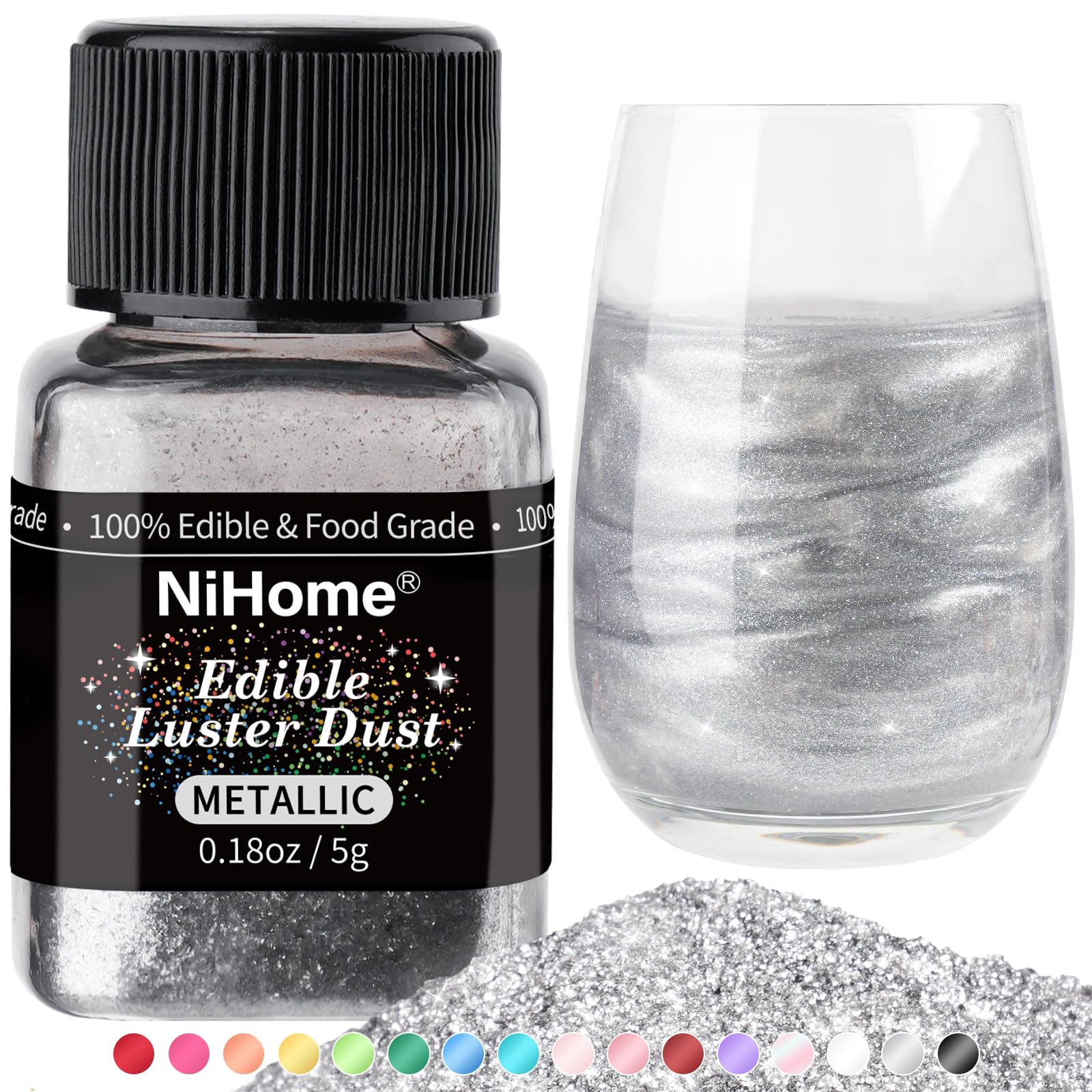 NiHome edible glimmer powder adds metallic cake sparkle