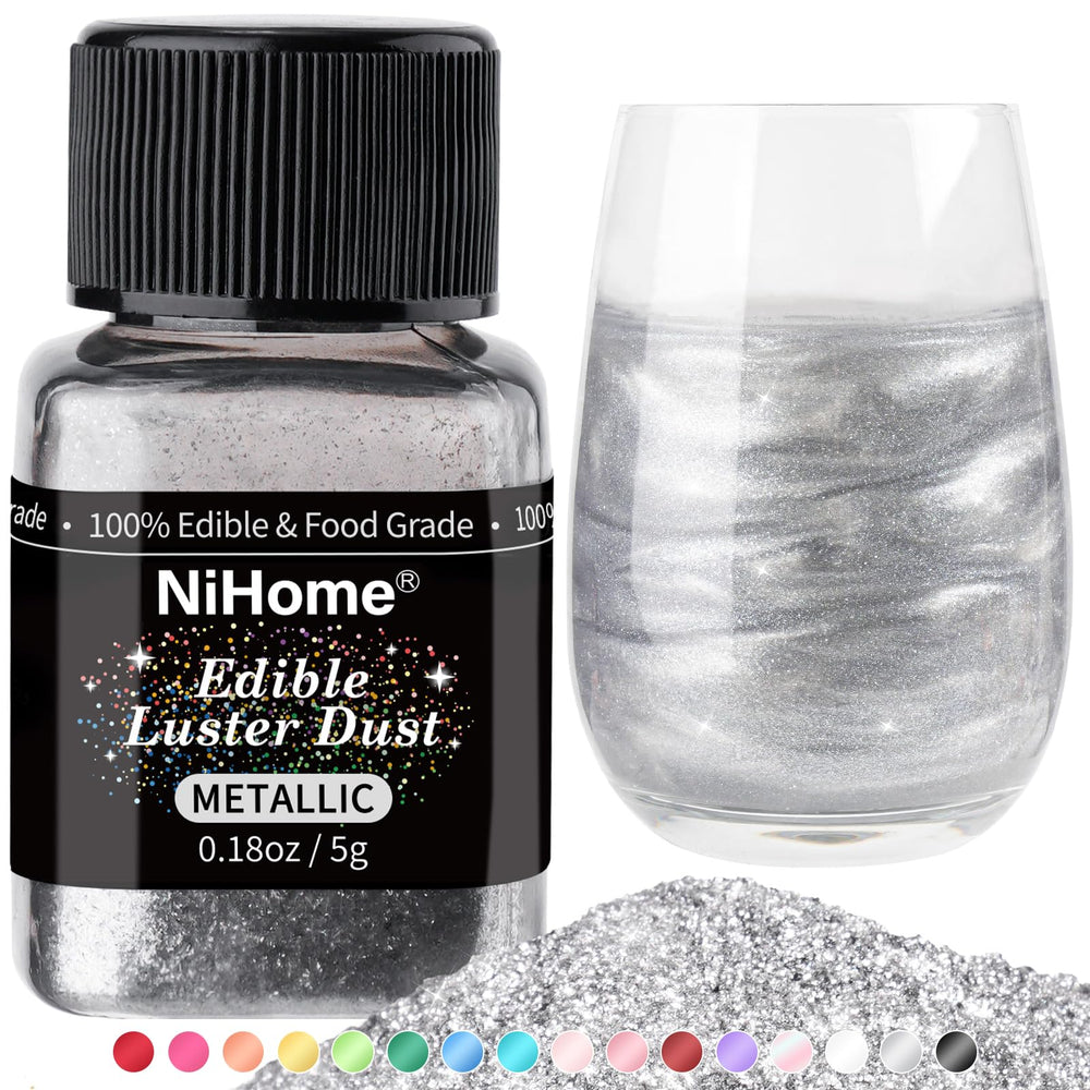 NiHome edible glimmer powder adds metallic cake sparkle