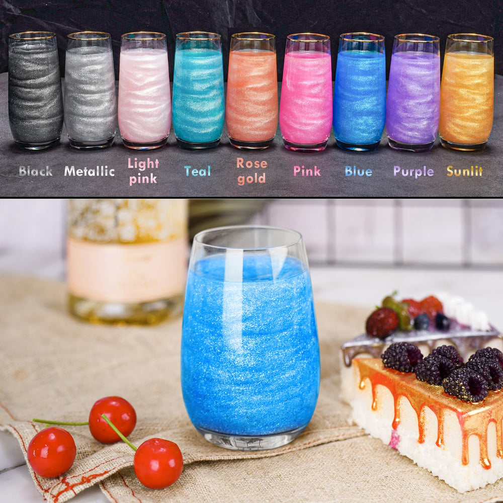 NiHome glimmer dust blue cake decor adds vivid shimmer to desserts.