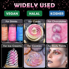 NiHome pink luster dust enhances cake decor and cupcakes, allergen-free.