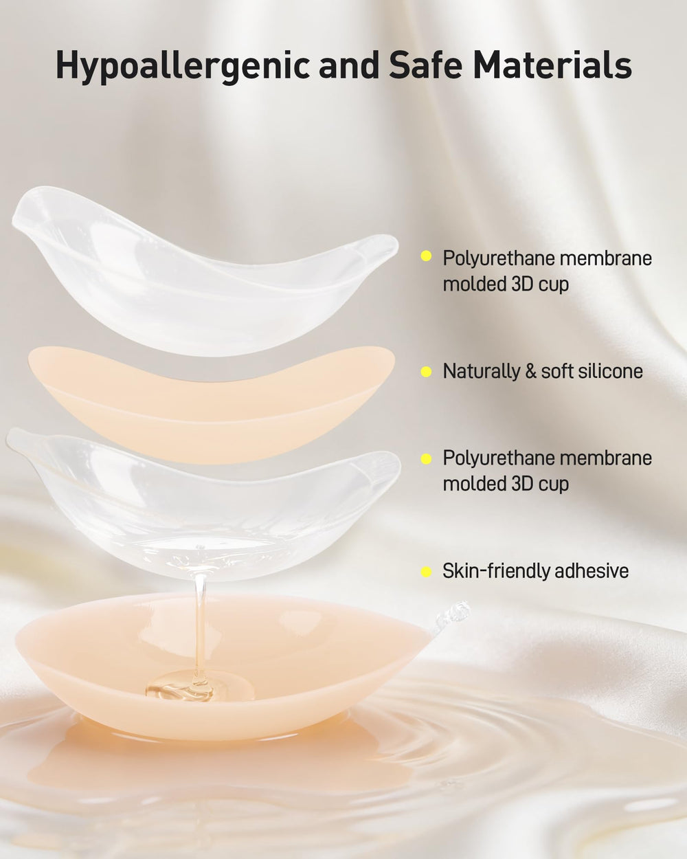 Niidor adhesive bra washable and reusable design demonstrating durability and reuse capability.