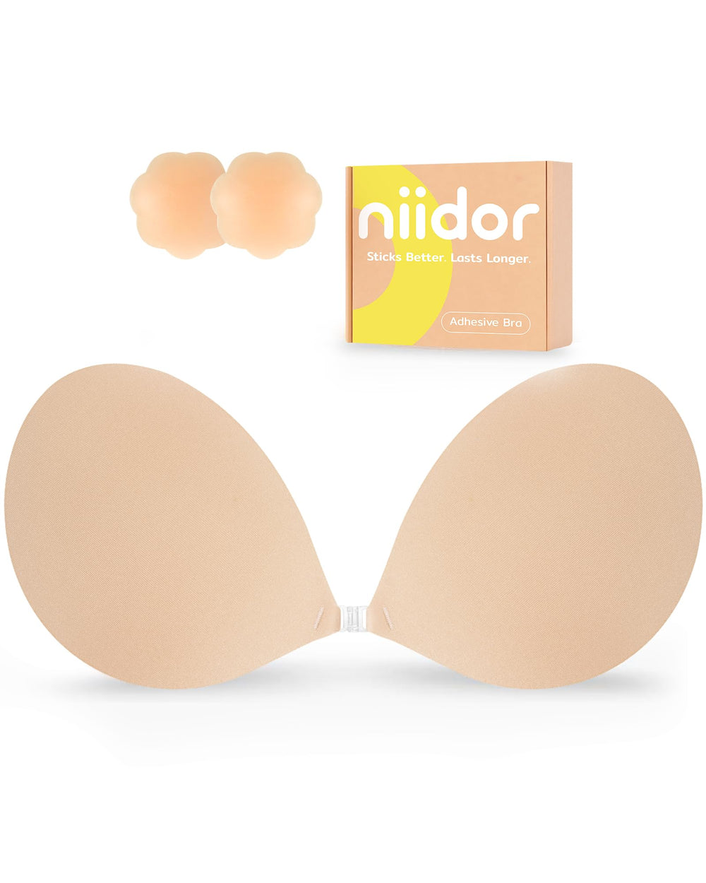 Niidor backless adhesive invisible bra with silicone cups for seamless gown support