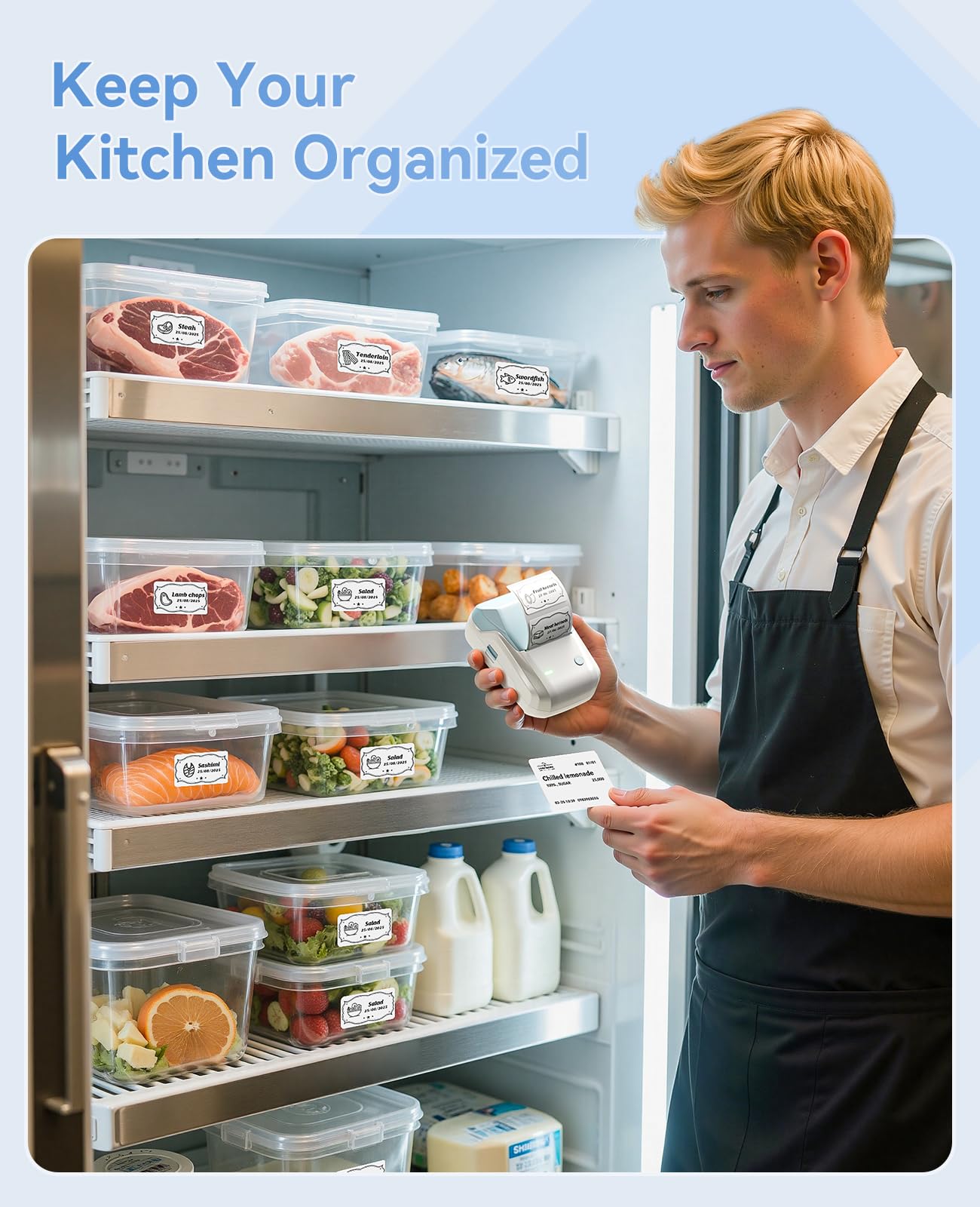 Included rolls display white, transparent, and colorful rounds for versatile labeling