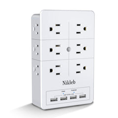 Nikleb multi-plug outlet with 12 outlets and 4 USB ports for flexible charging