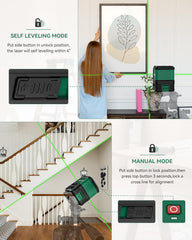 Nikotek green cross-line beam projects clear lines for fast leveling.