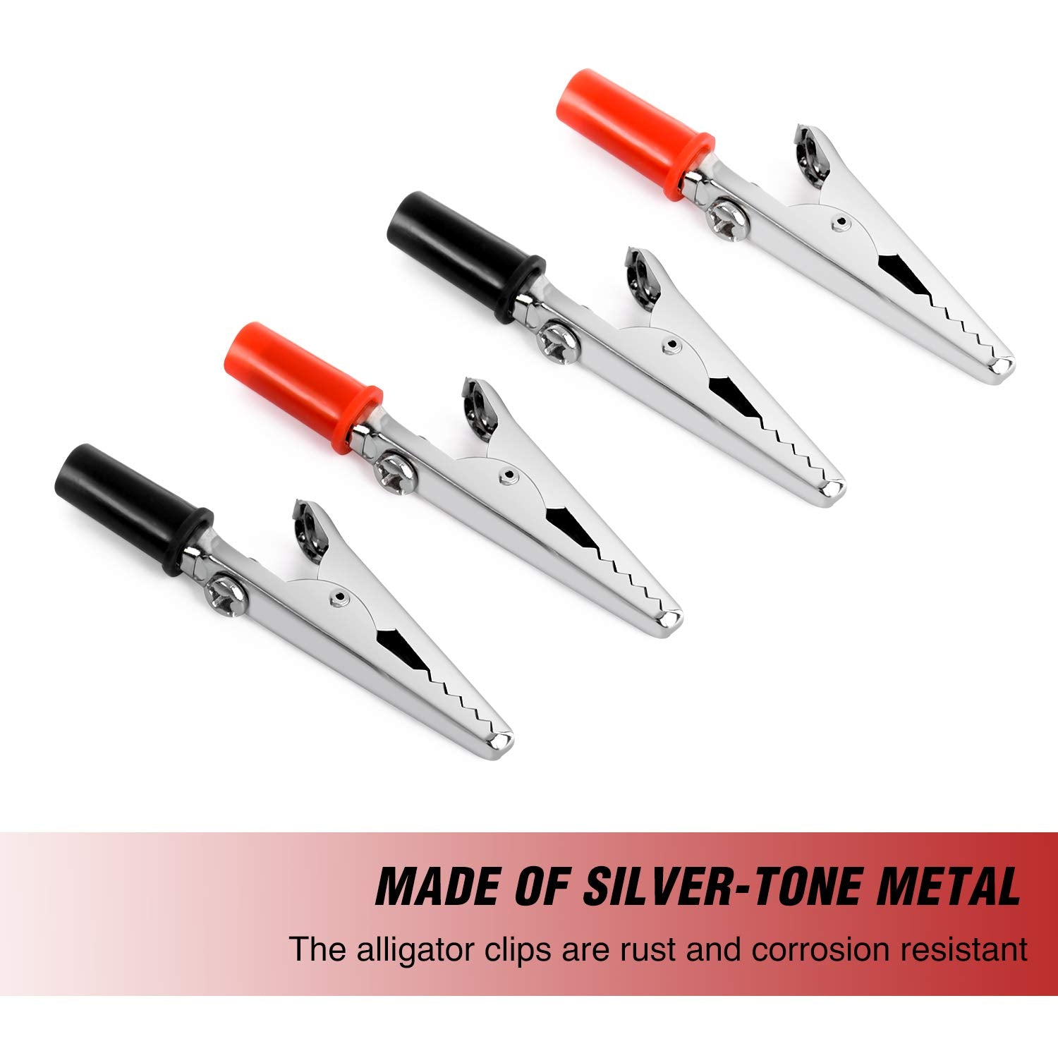 Nilight 50052R alligator clip set closeup shows durable construction