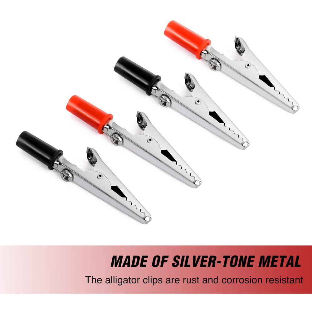 Nilight 50052R alligator clip set closeup shows durable construction