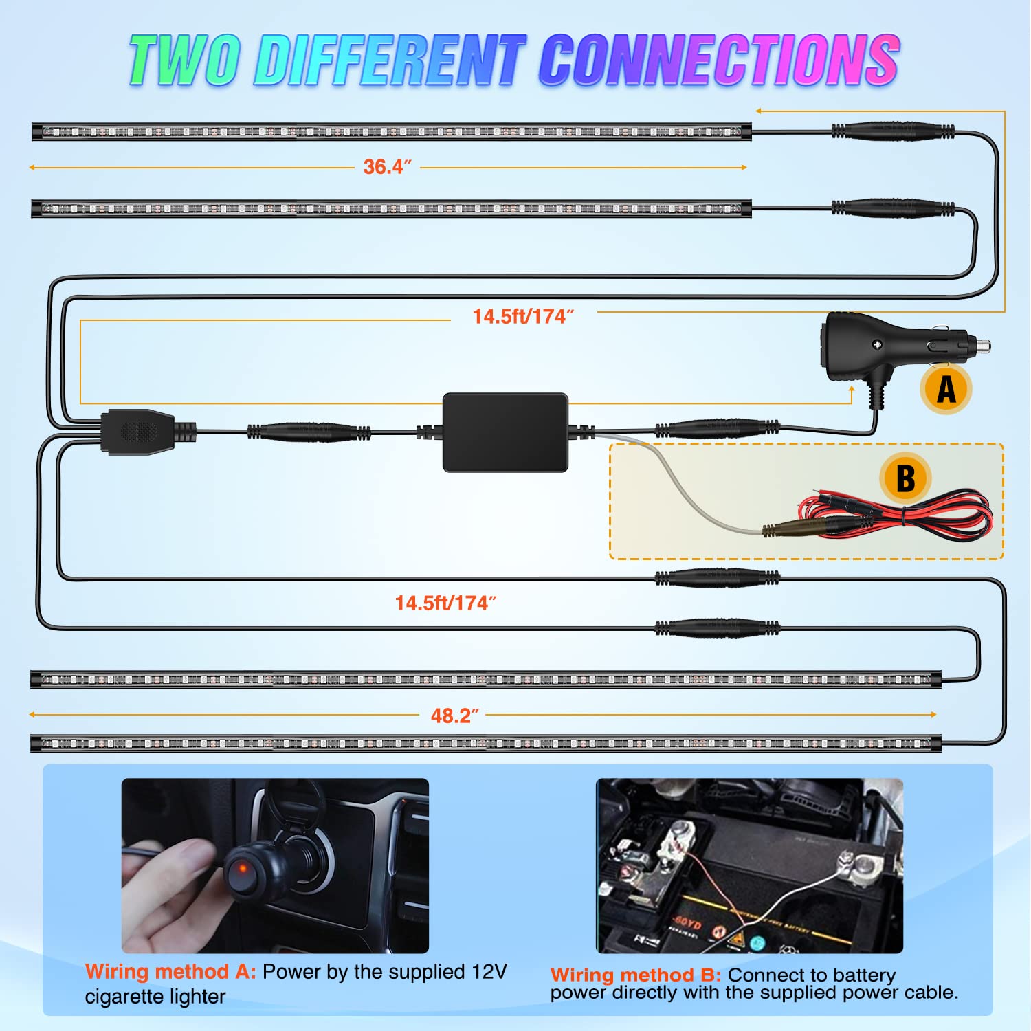 Nilight underbody neon strip fits cars, SUVs, trucks, and vans.