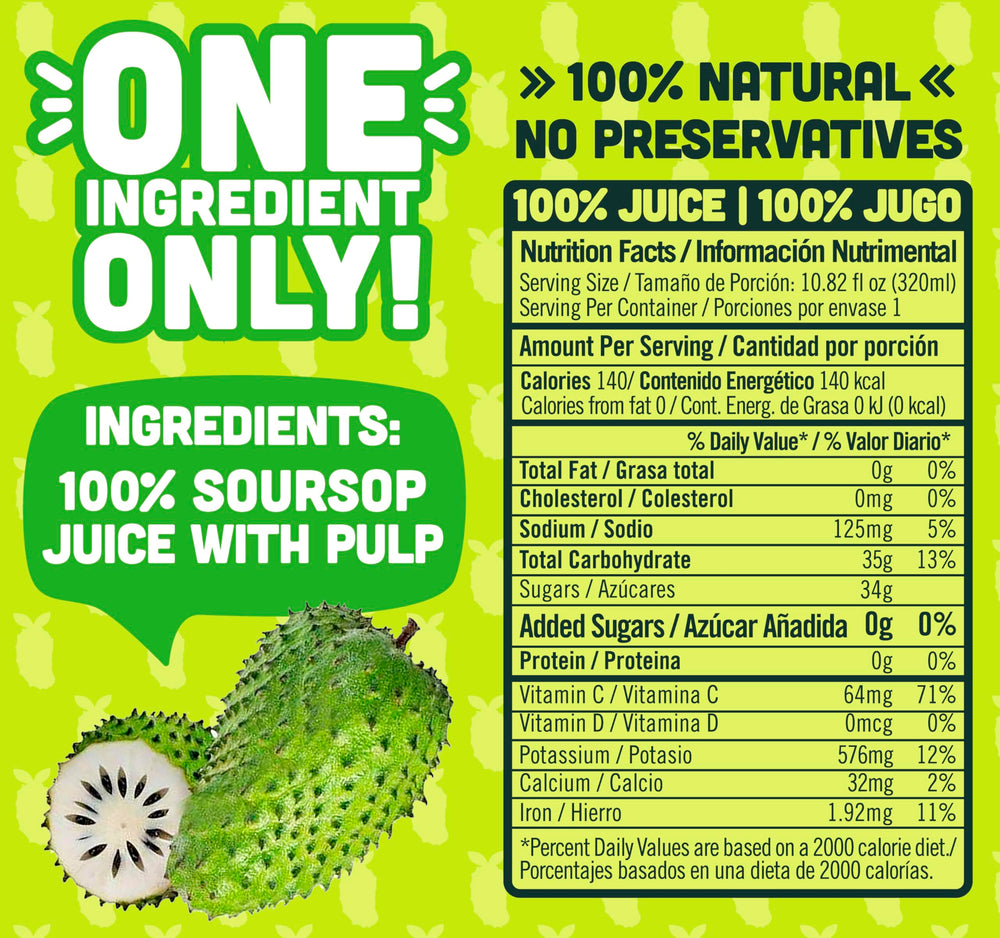 NILO Soursop Juice bottle pouring to reveal fresh tropical flavor.