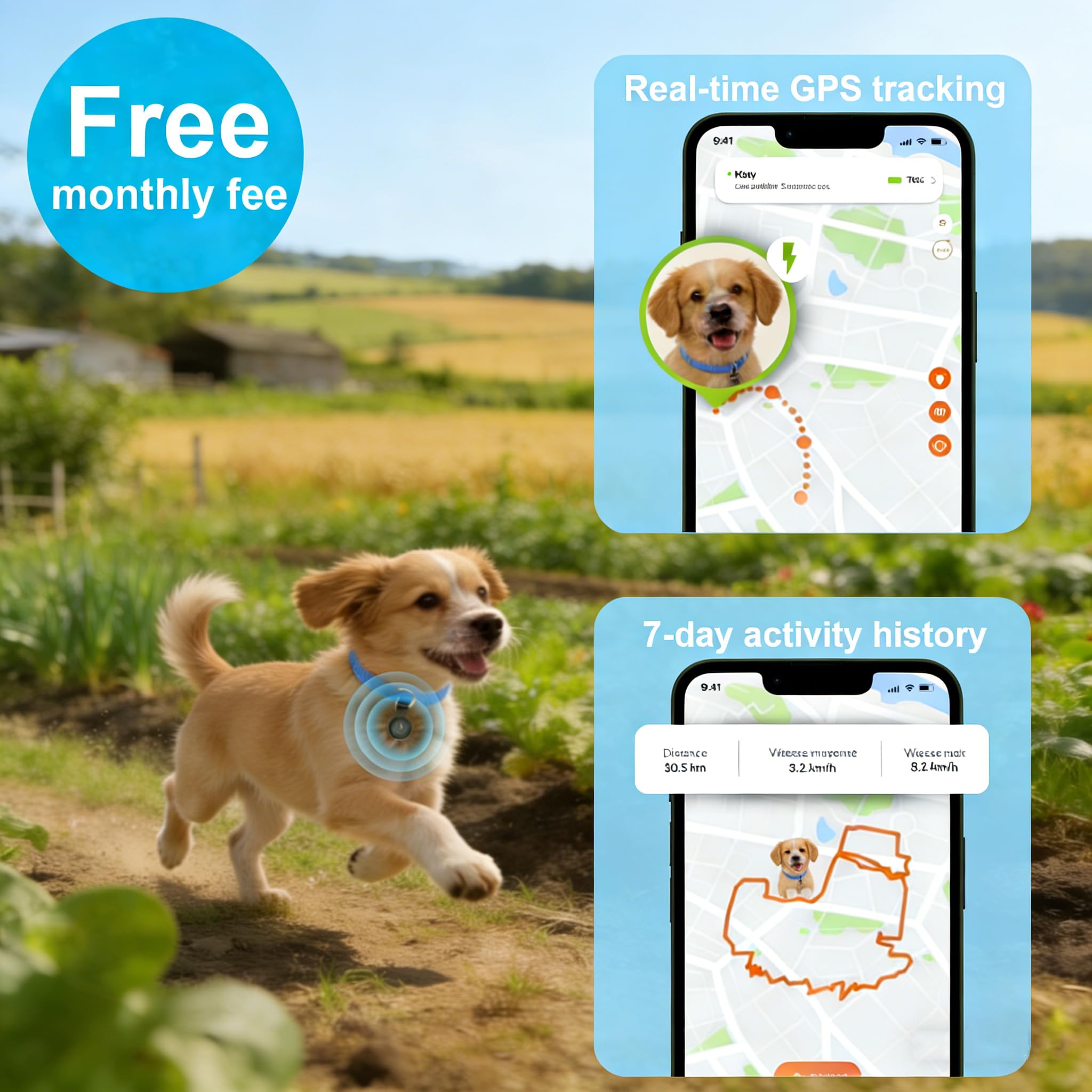 Nilone compact ultra-slim tracker fits on small collars securely.