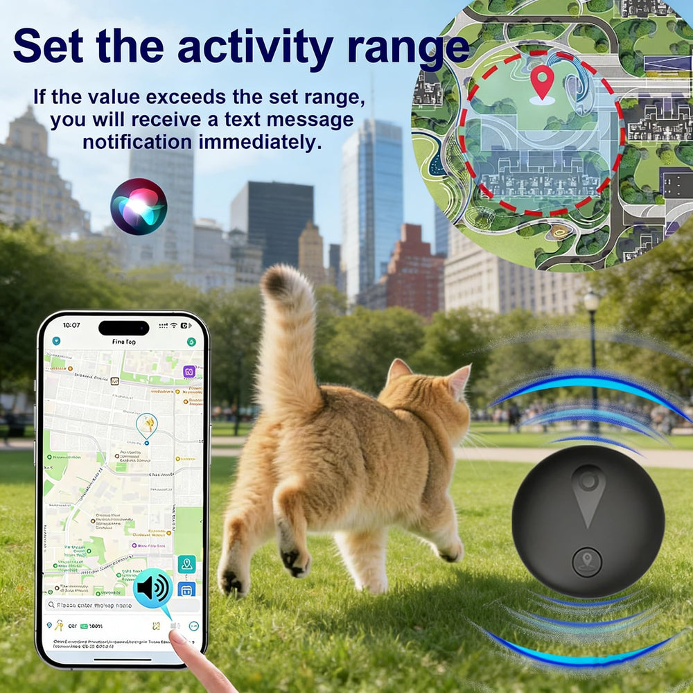 Nilone GPS tracker holder attached to a collar for quick checks.