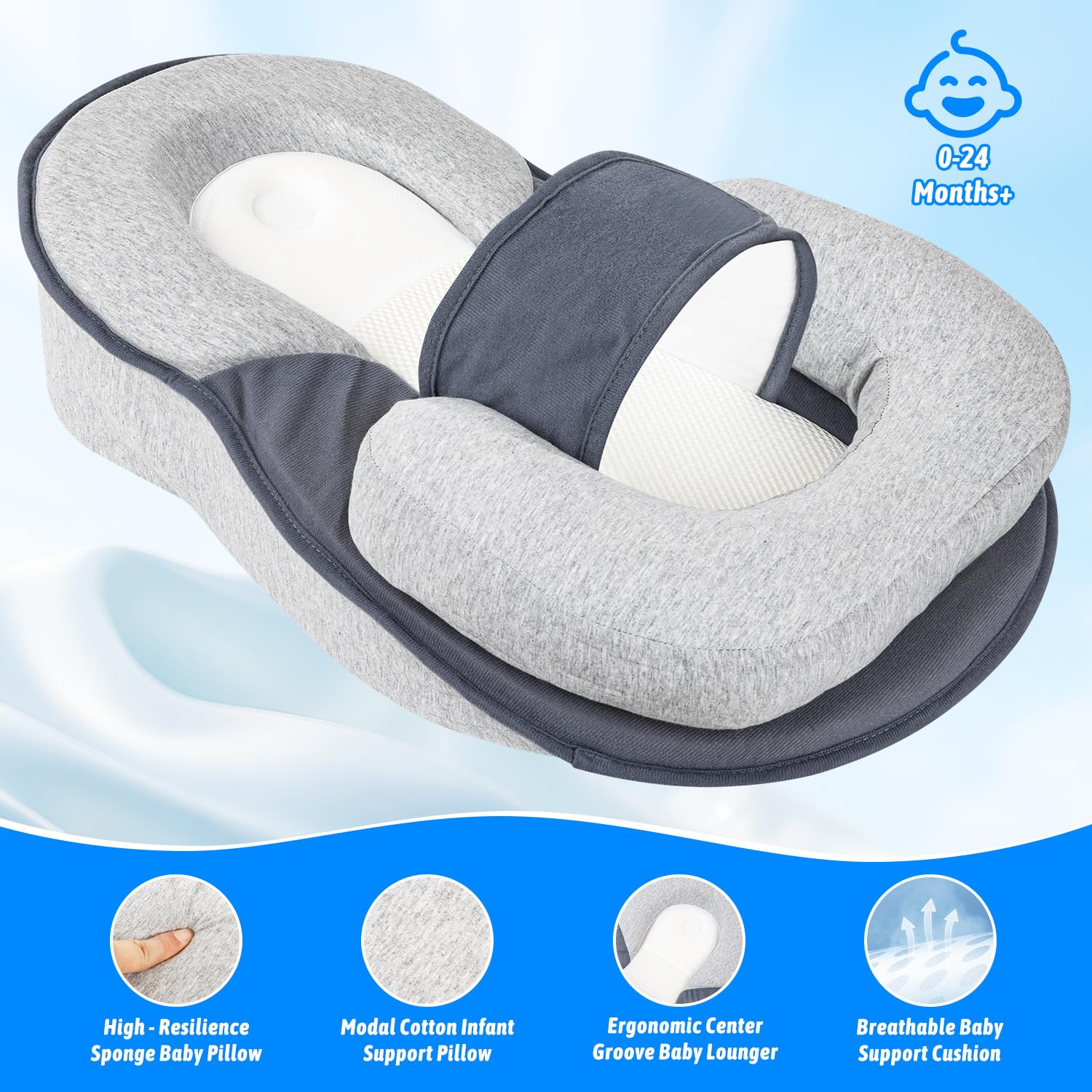NILUTO pillow with size 60cm x 40cm x 28cm for stable support