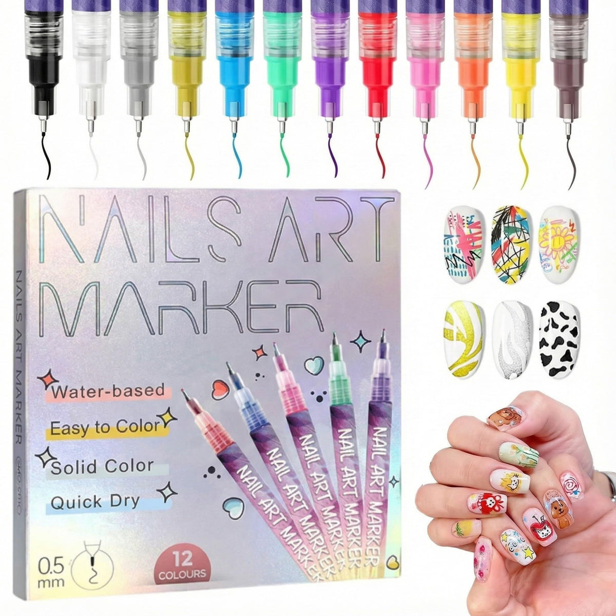 Niluto Purple Nail Art Pens Set for precise lines and detailed designs