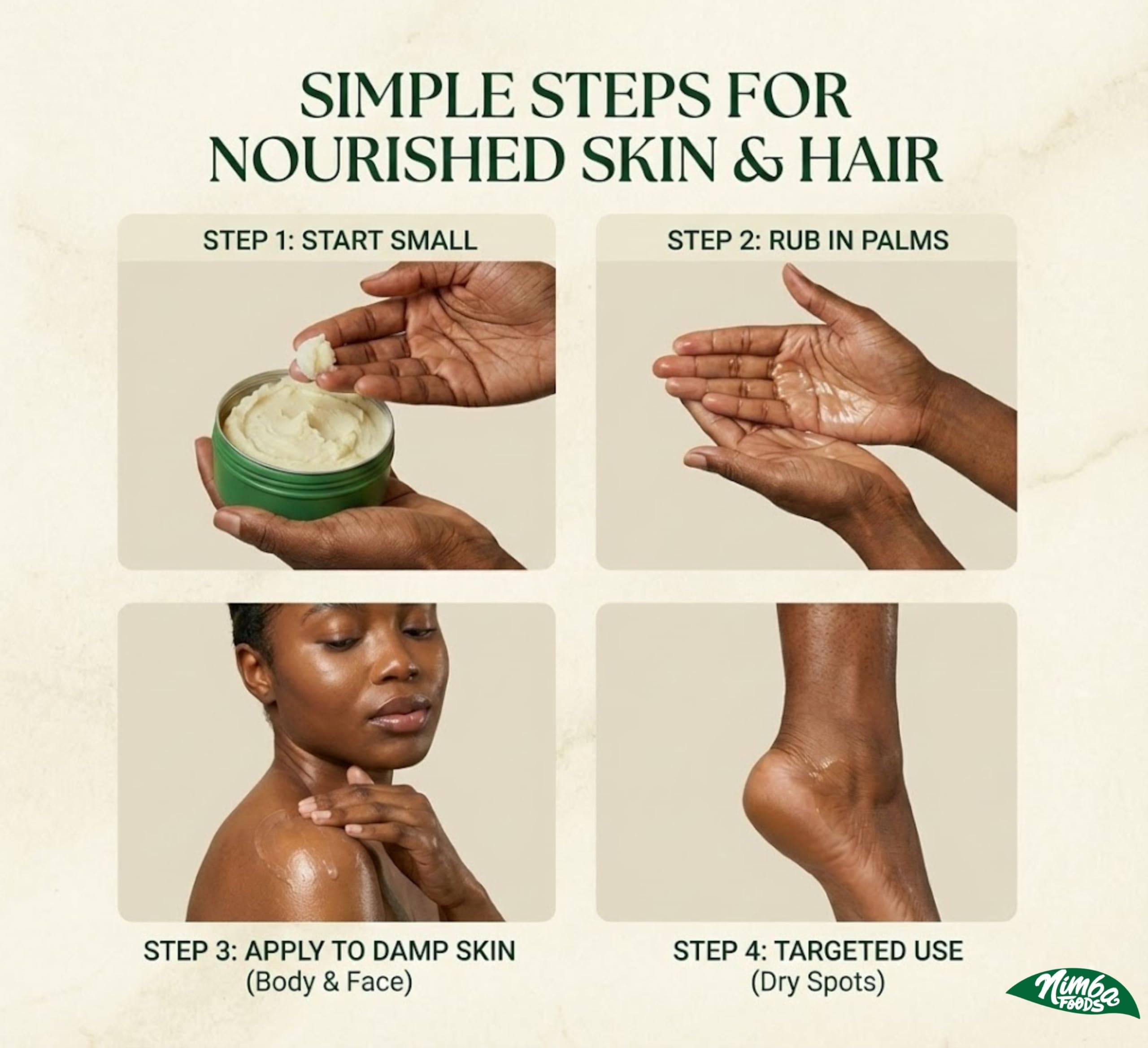 Nimba Foods Whipped Shea Butter for Stretch Marks, gentle skin care support.