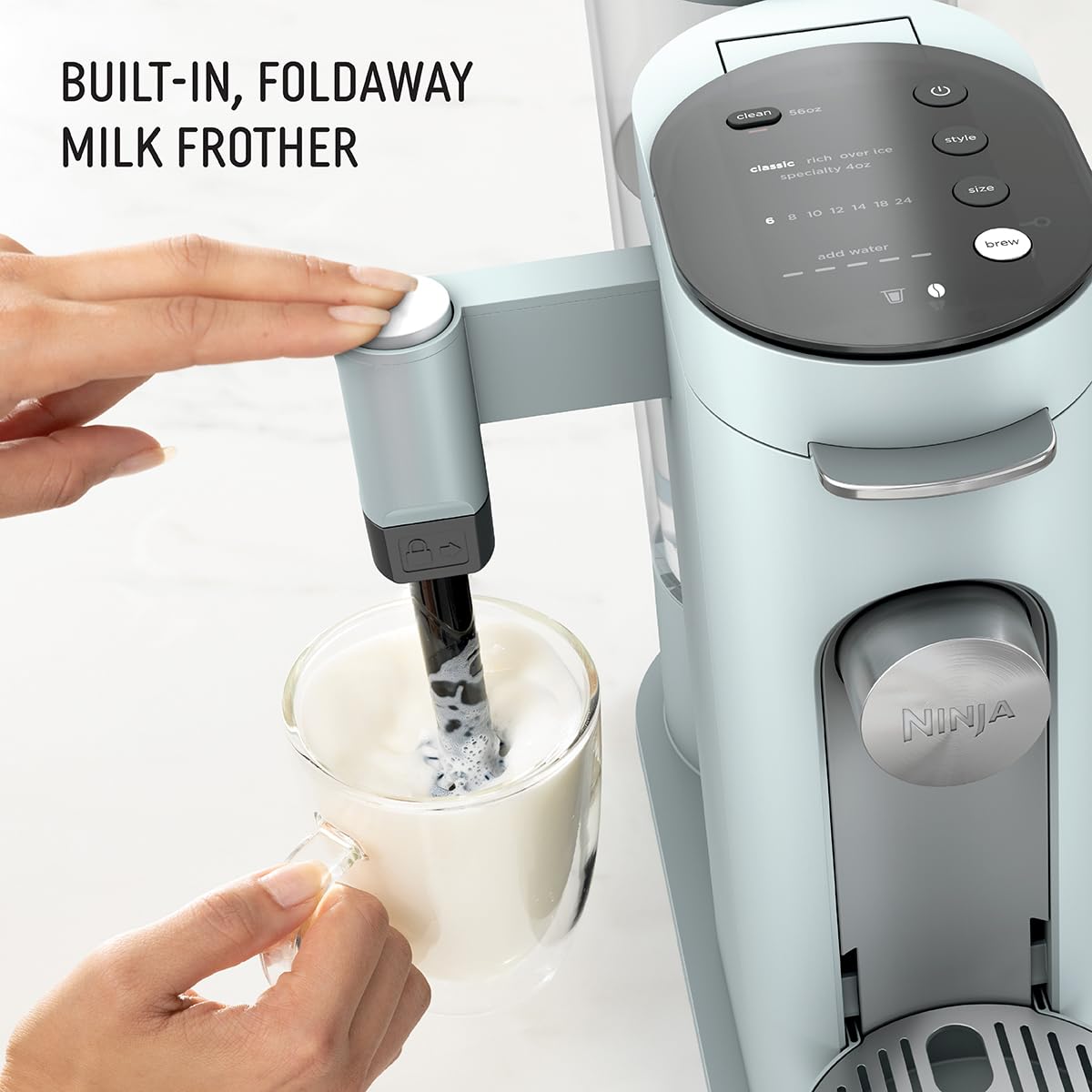 Ninja PB051GB built-in milk frother creates silky lattes