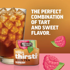 Ninja Thirsti drops beside a still water glass for easy countertop flavor