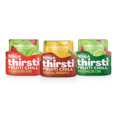Ninja Thirsti FruitI Chill water drops pack on counter for personalized flavor mixes.