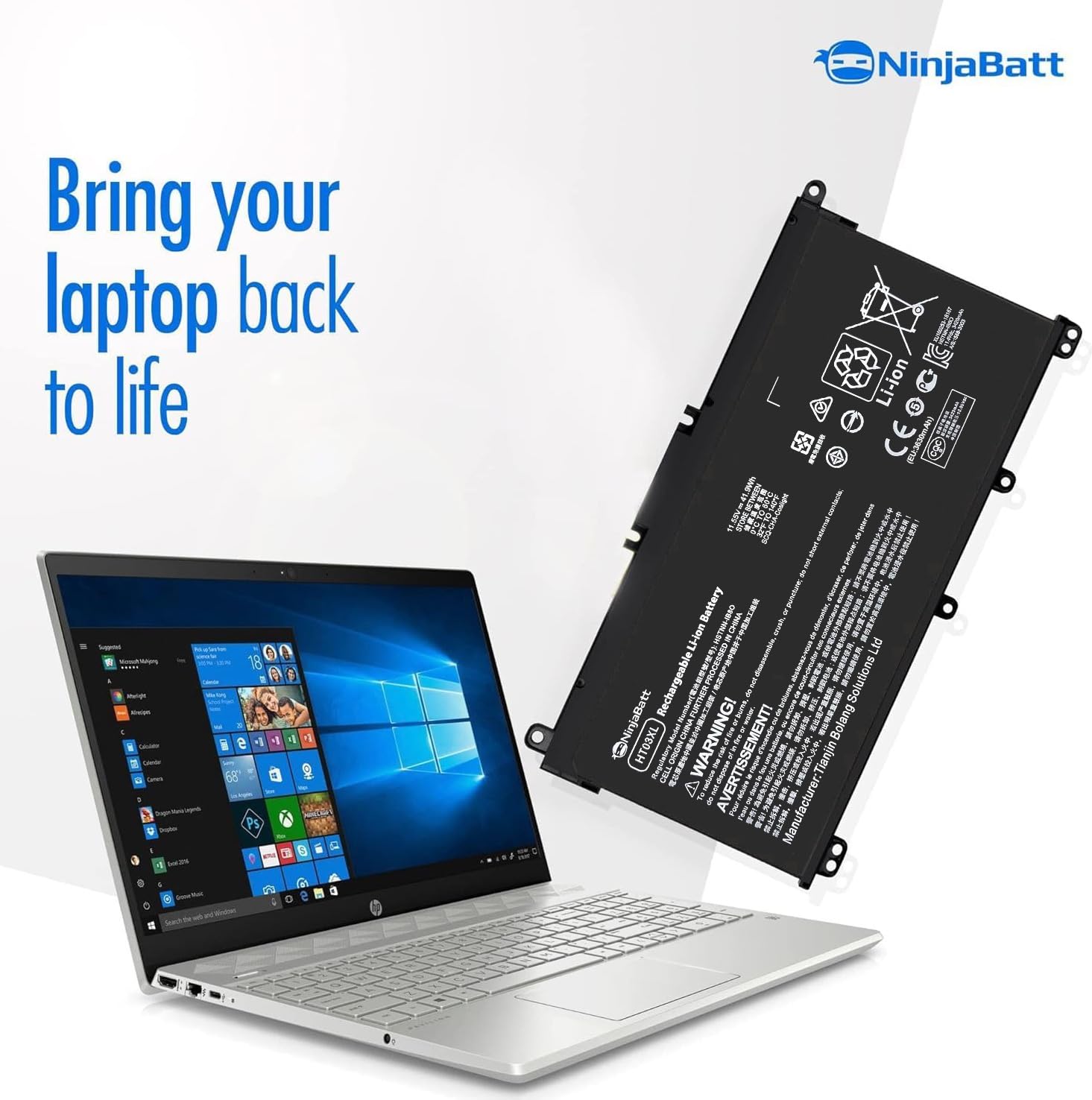 NinjaBatt HT03XL terminal area demonstrates secure connection points