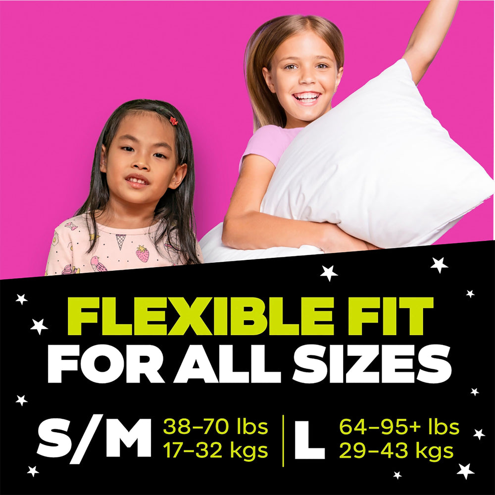 Ninjamas easy pull-up-down image depicts kid-friendly, independent dressing.