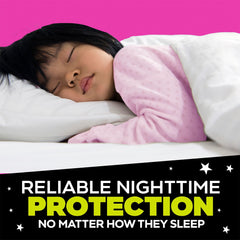 Ninjamas girls night-time underwear absorption highlights quick liquid capture for dryness.