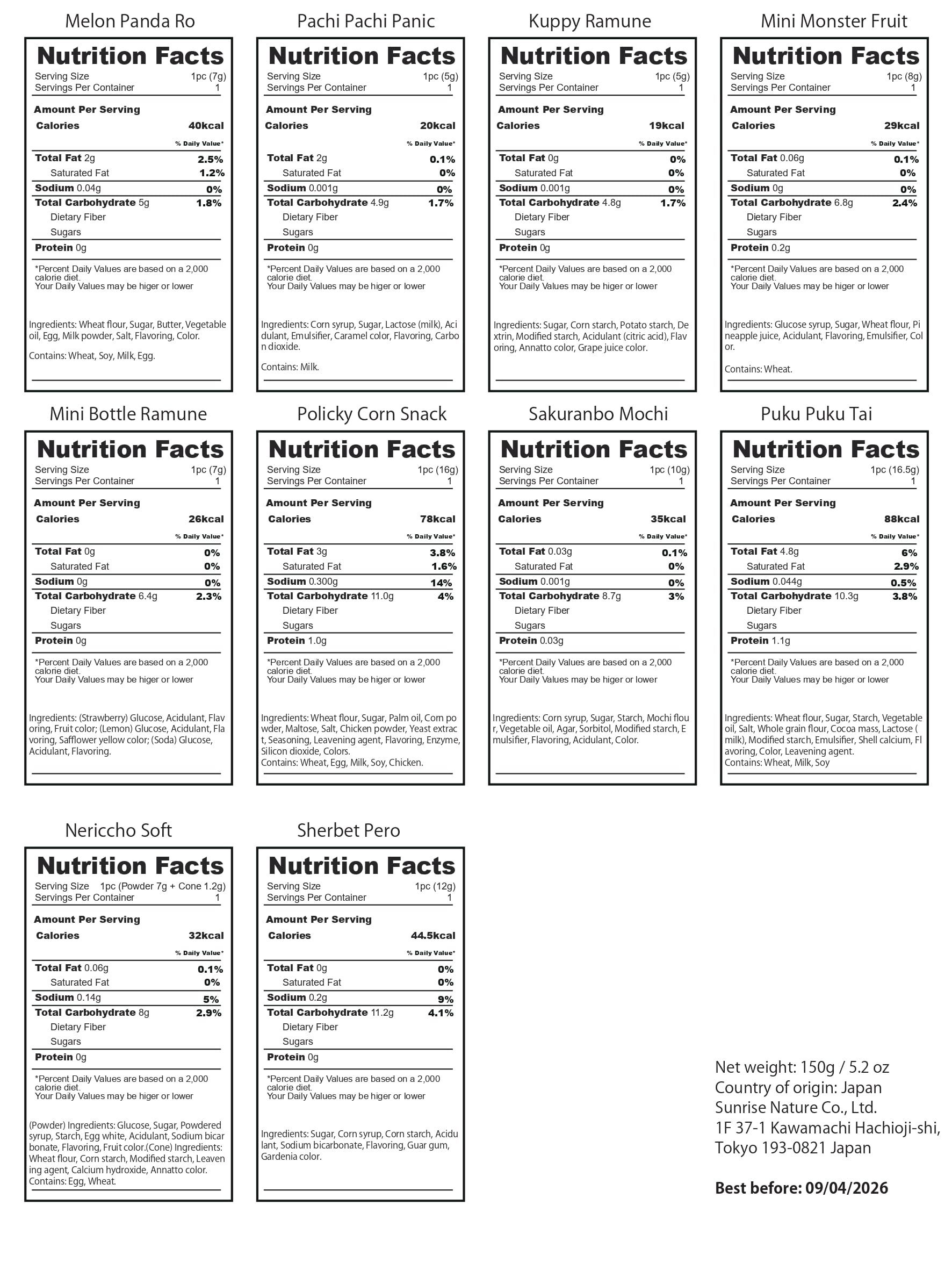 NINJAZ TREATZ Chocolate bar selection, ten varieties to enjoy.