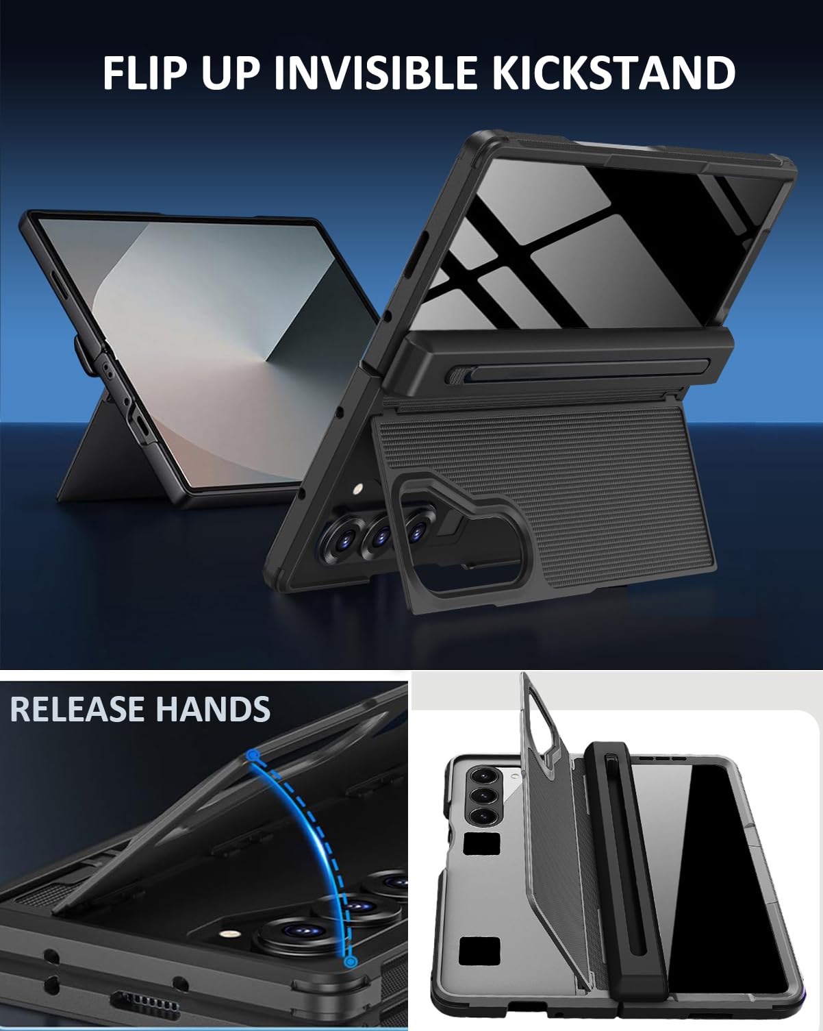 NINKI Z Fold 7 case hidden kickstand offers hands-free viewing.