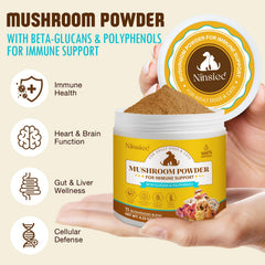 Ninsiec 11-mushroom blend supports overall vitality in pets.