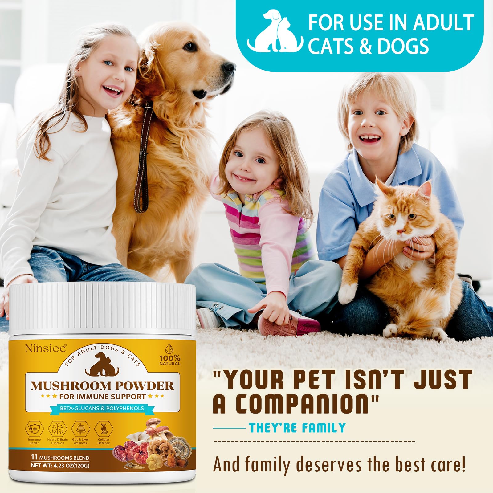 Ninsiec veterinary-formulated blend label signaling quality and care.