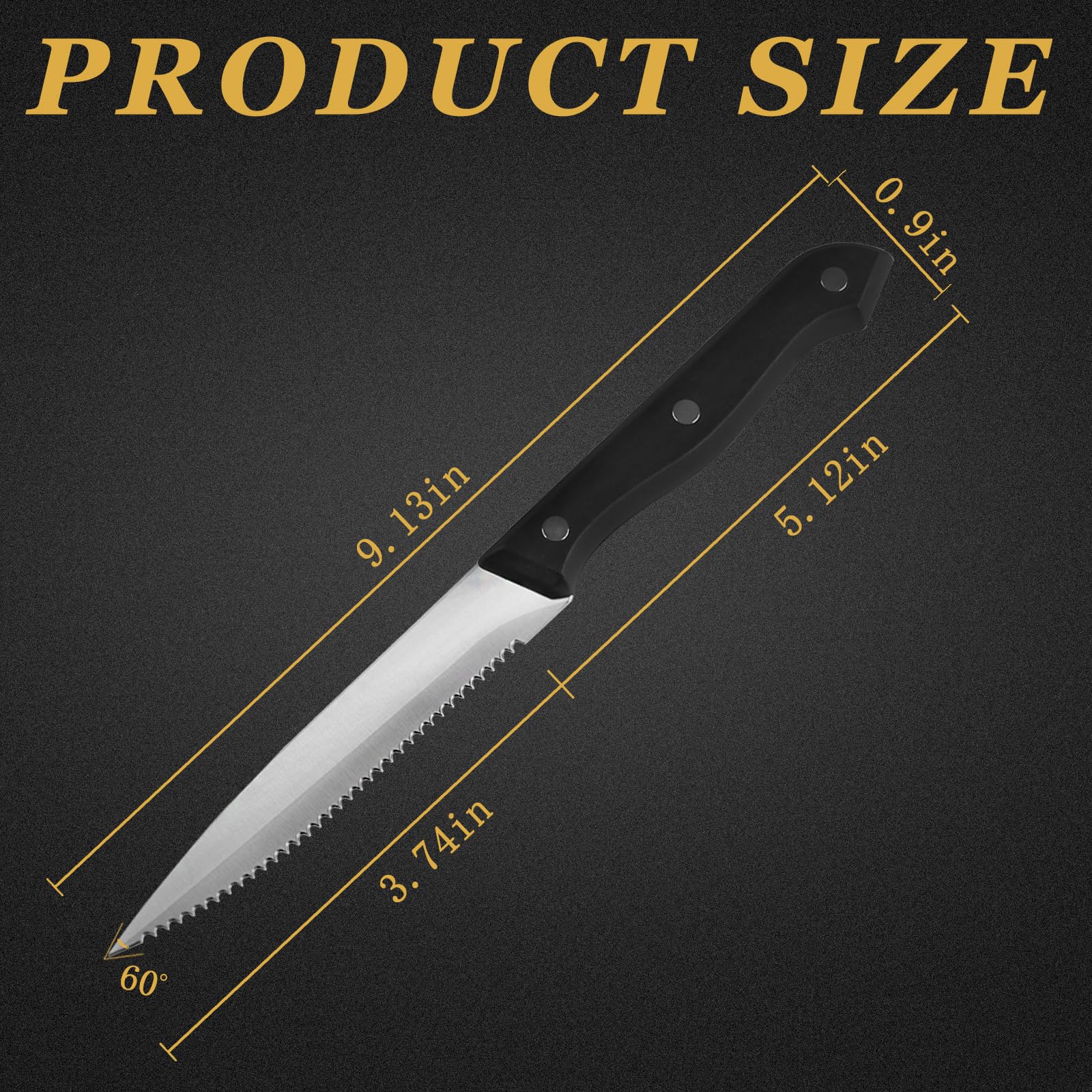 Ninsula steak knives ergonomic handle delivers comfortable grip.