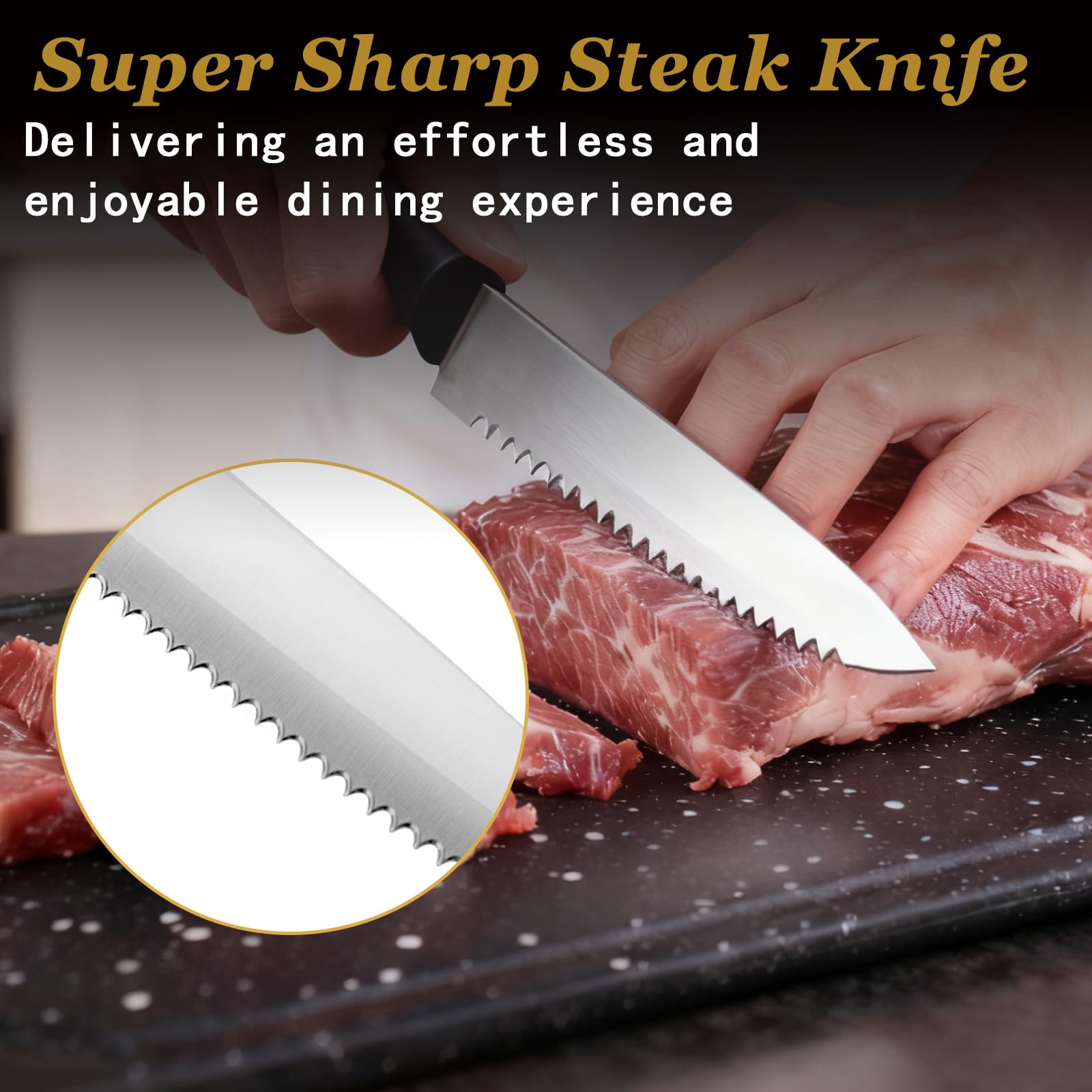 Ninsula steak knives set versatile for meats, cheese, and bread.