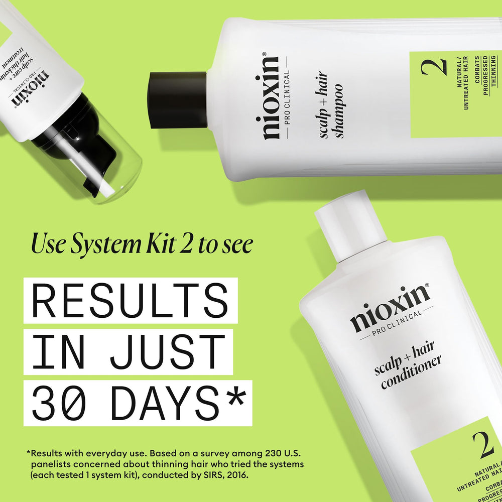 Nioxin System 2 conditioner texture on hand conveys light moisture.