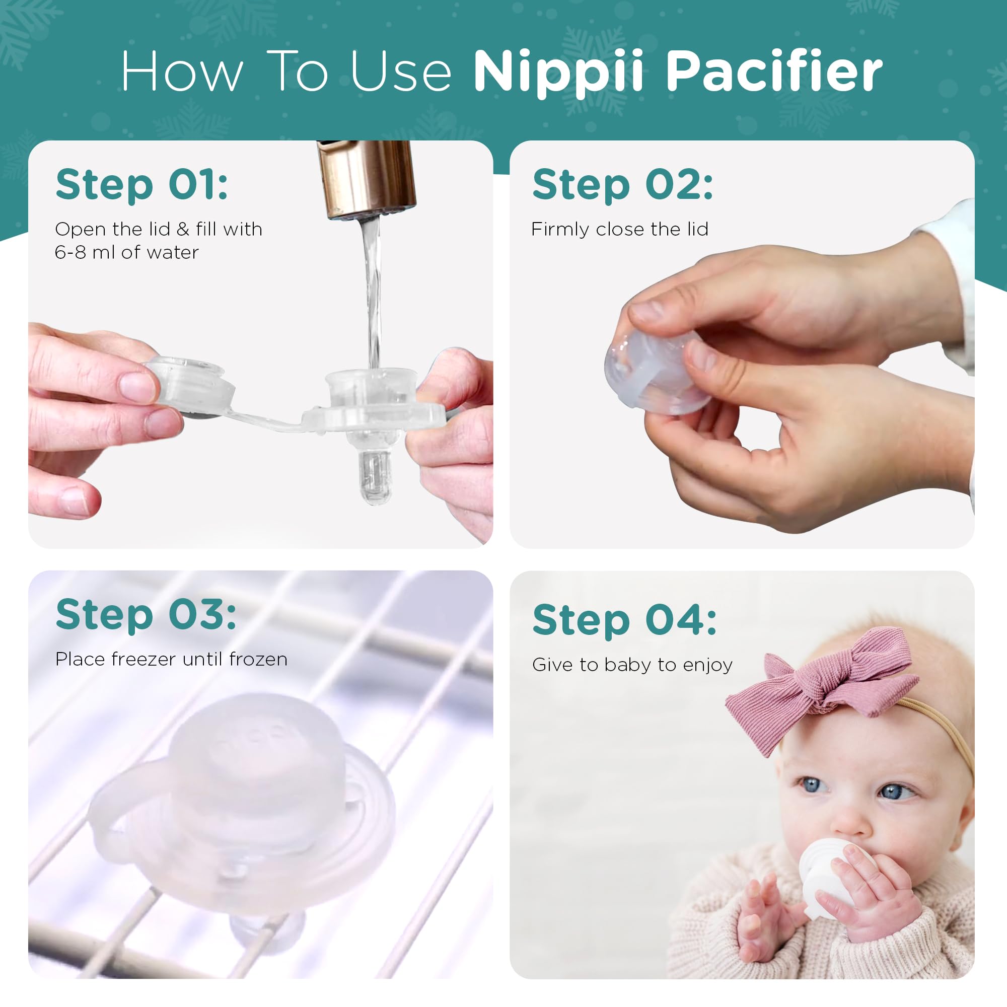 Nippii Suitable for babies 0-9 months with gentle chew.