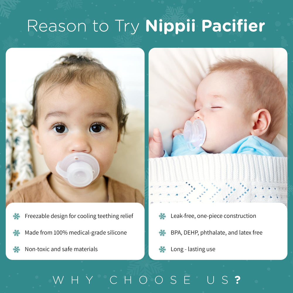 Nippii BPA-free, DEHP-free, phthalate-free teether for peace of mind.
