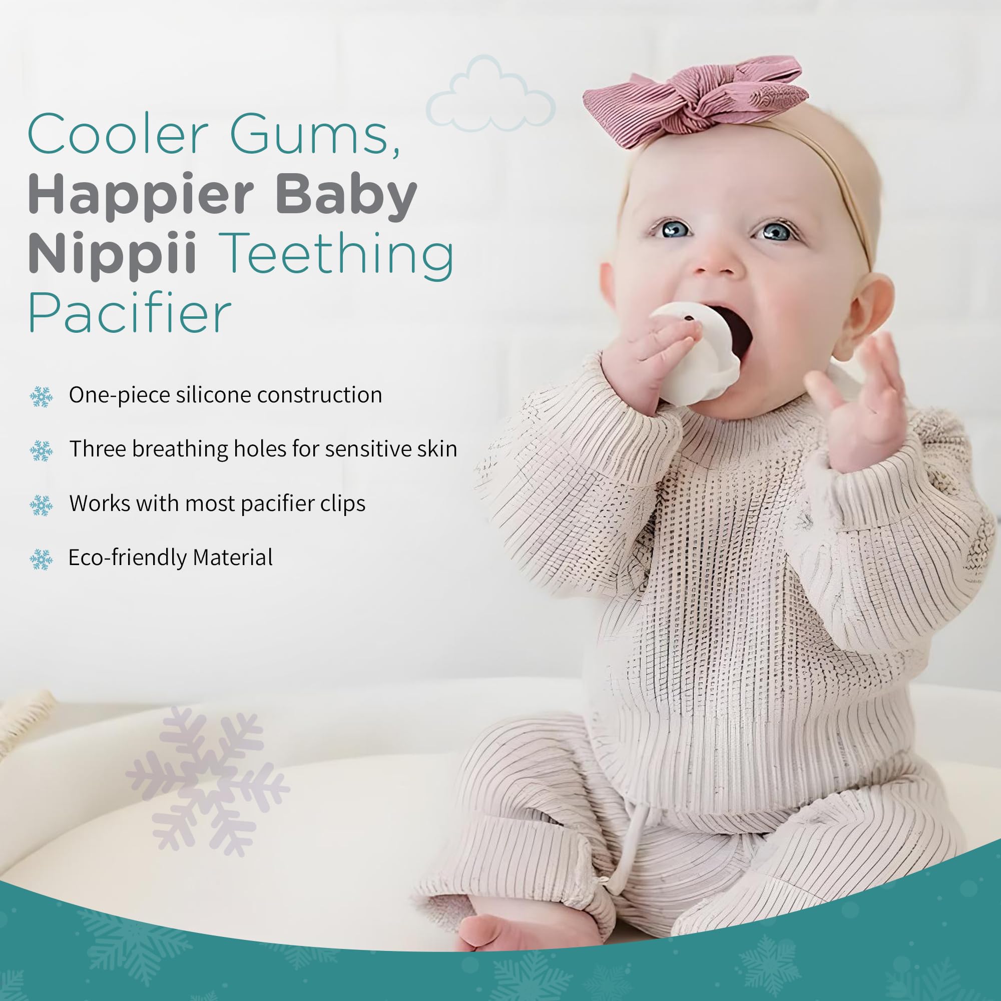 Nippii Dishwasher-safe teether is easy to sanitize after meals.