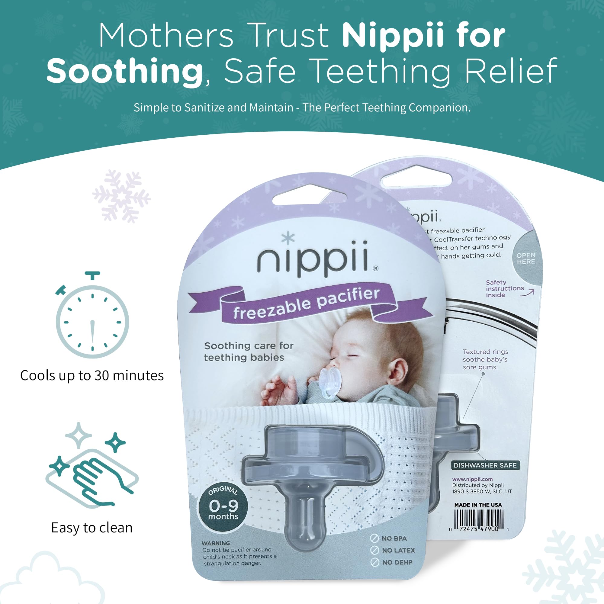 Nippii Freezable Pacifier with leak-free design prevents spills during use.