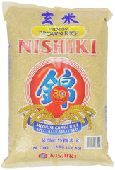 Nishiki Premium Brown Rice bag with 15-pound packaging for family meals.