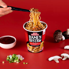 NISSIN Cup Noodle Ramen Bistro rich broth enhances beef gochujang with depth.