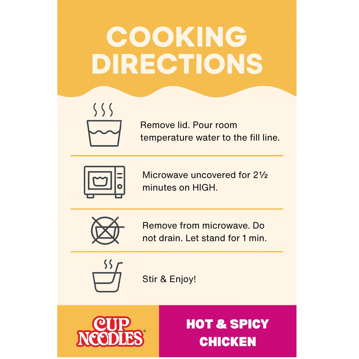 NISSIN Cup Noodles Protein Hot Spicy Chicken add water for a quick meal.