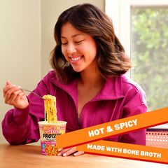 NISSIN Cup Noodles Protein Hot Spicy Chicken microwave-ready in minutes for busy days.