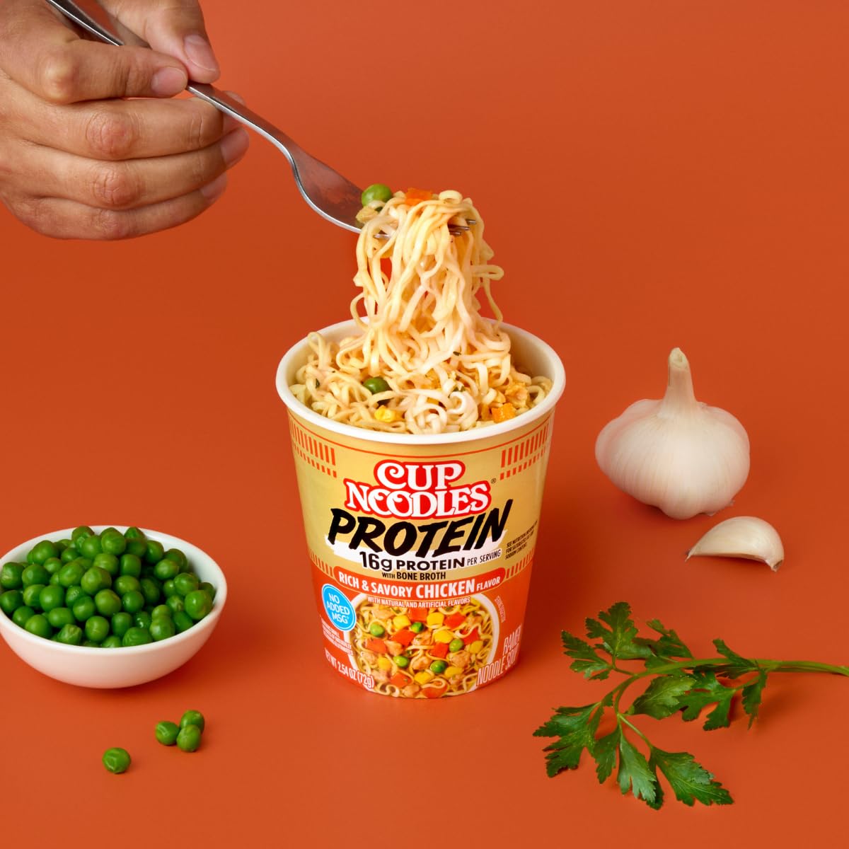 Nissin Cup Noodles Protein with vegetables and noodles for a hearty bite