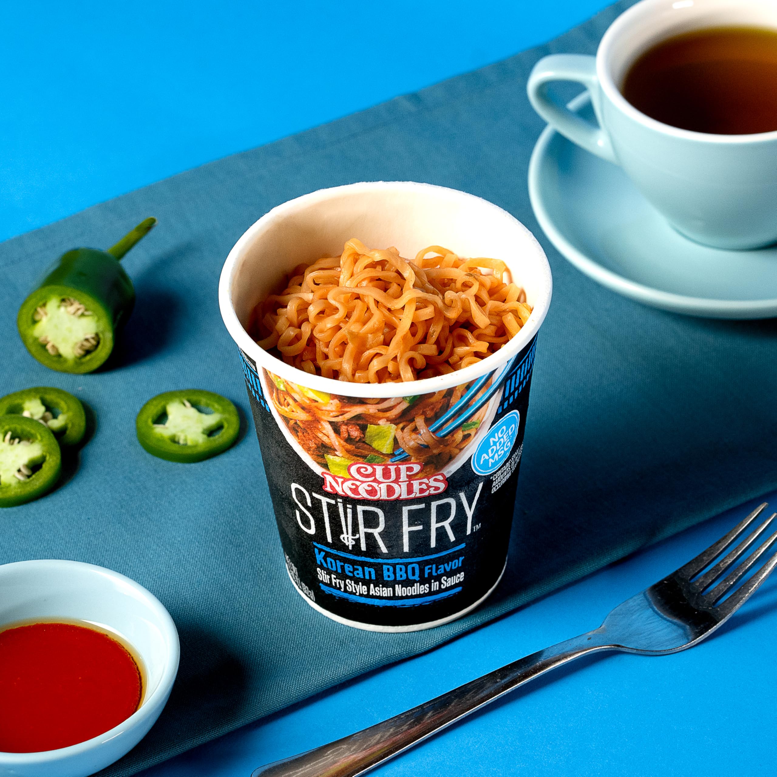 Nissin Cup Noodles Stir Fry microwave-ready cup displayed for quick meals