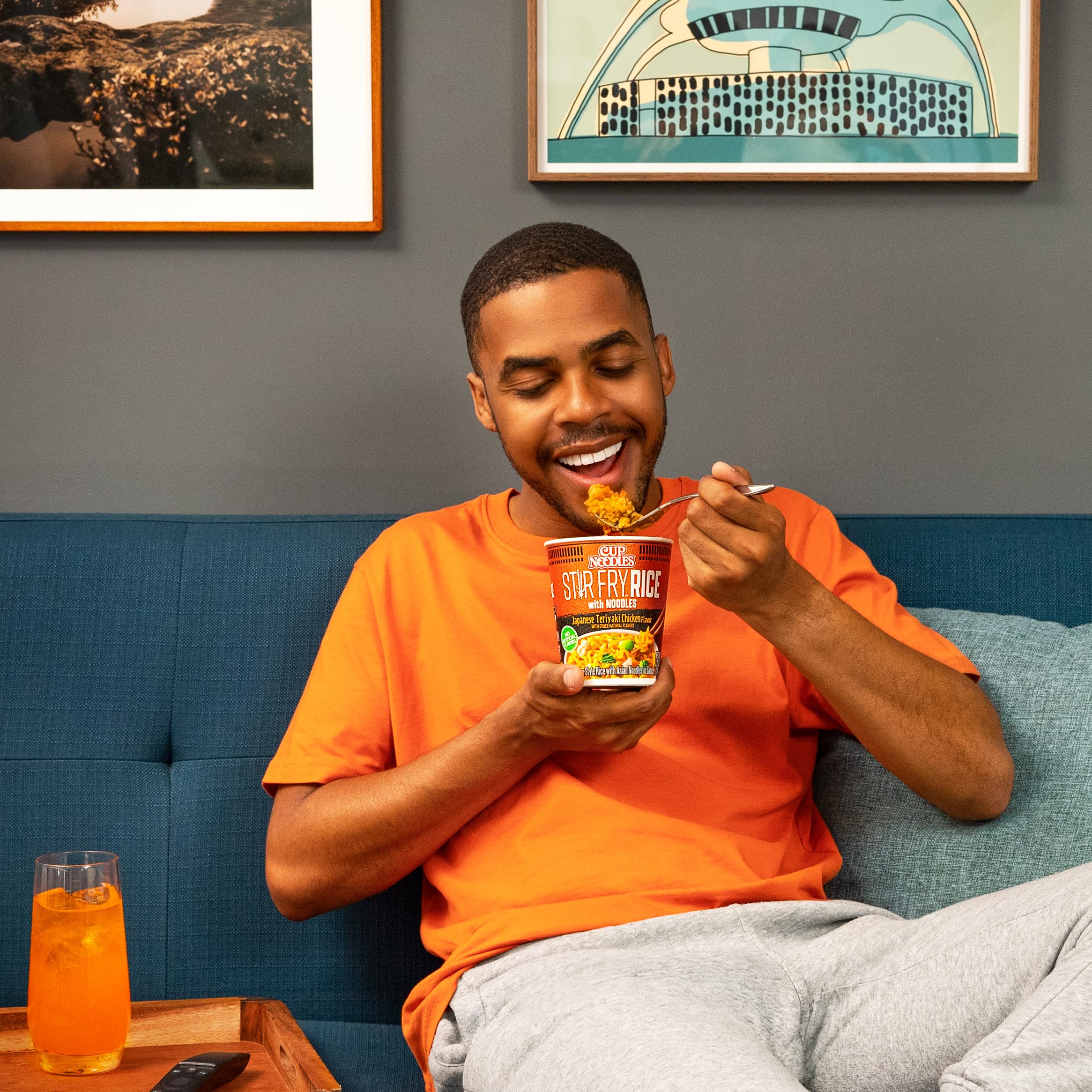 Nissin Cup Noodles Stir Fry Rice with Noodles Teriyaki Chicken pack of 6 for balanced meals.