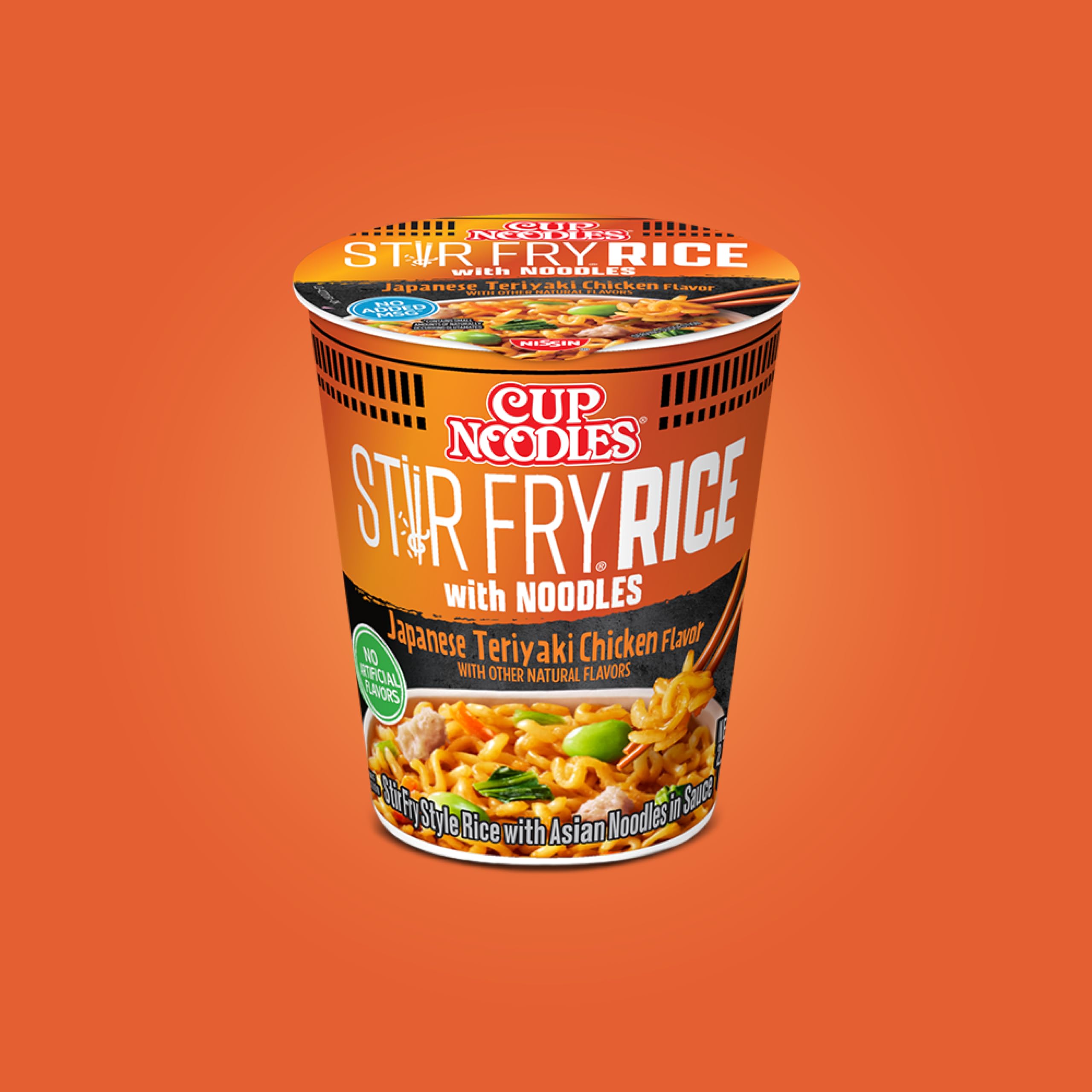 Nissin Cup Noodles Stir Fry Rice with Noodles Teriyaki Chicken includes no added MSG or artificial flavors.