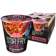 NISSIN Cup Noodles Stir Fry Sweet Chili cup ready in minutes for a quick meal.