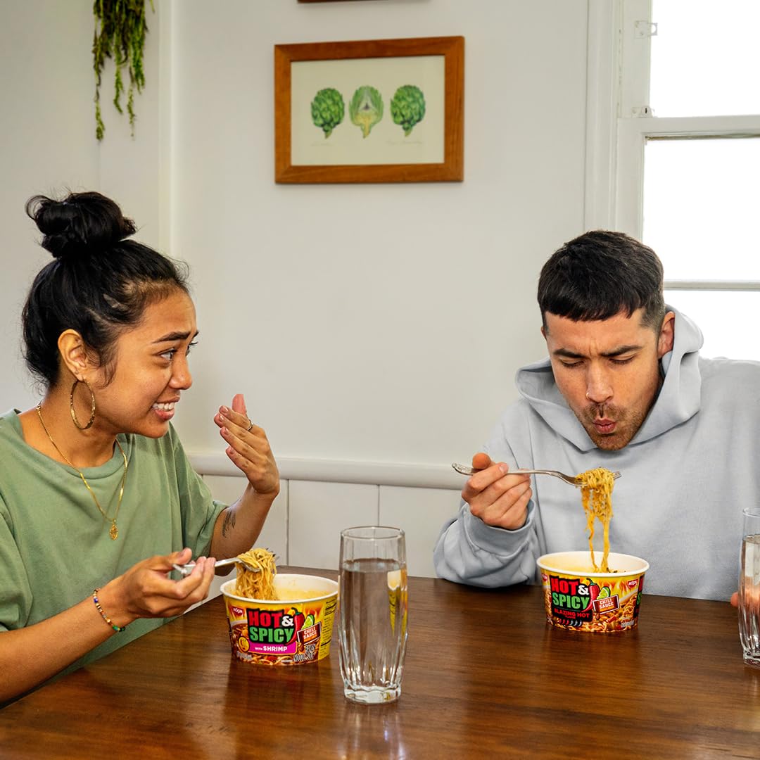 Nissin Hot and Spicy ramen ready in minutes for a quick meal.