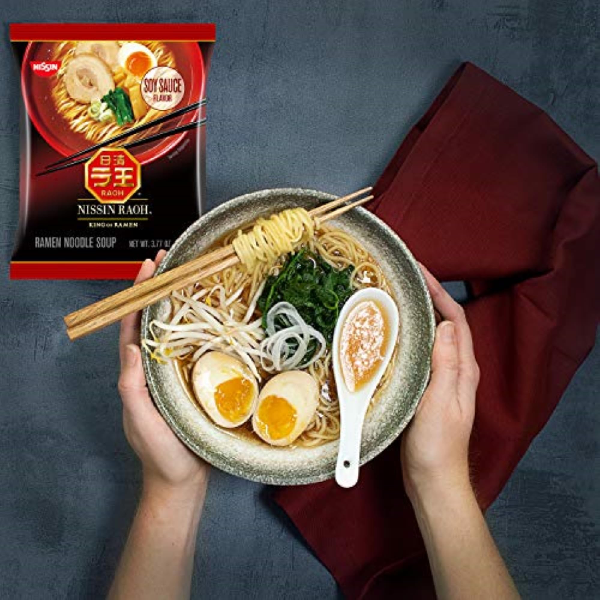 Nissin RAOH cooking instructions page, helping you make dinner in minutes.