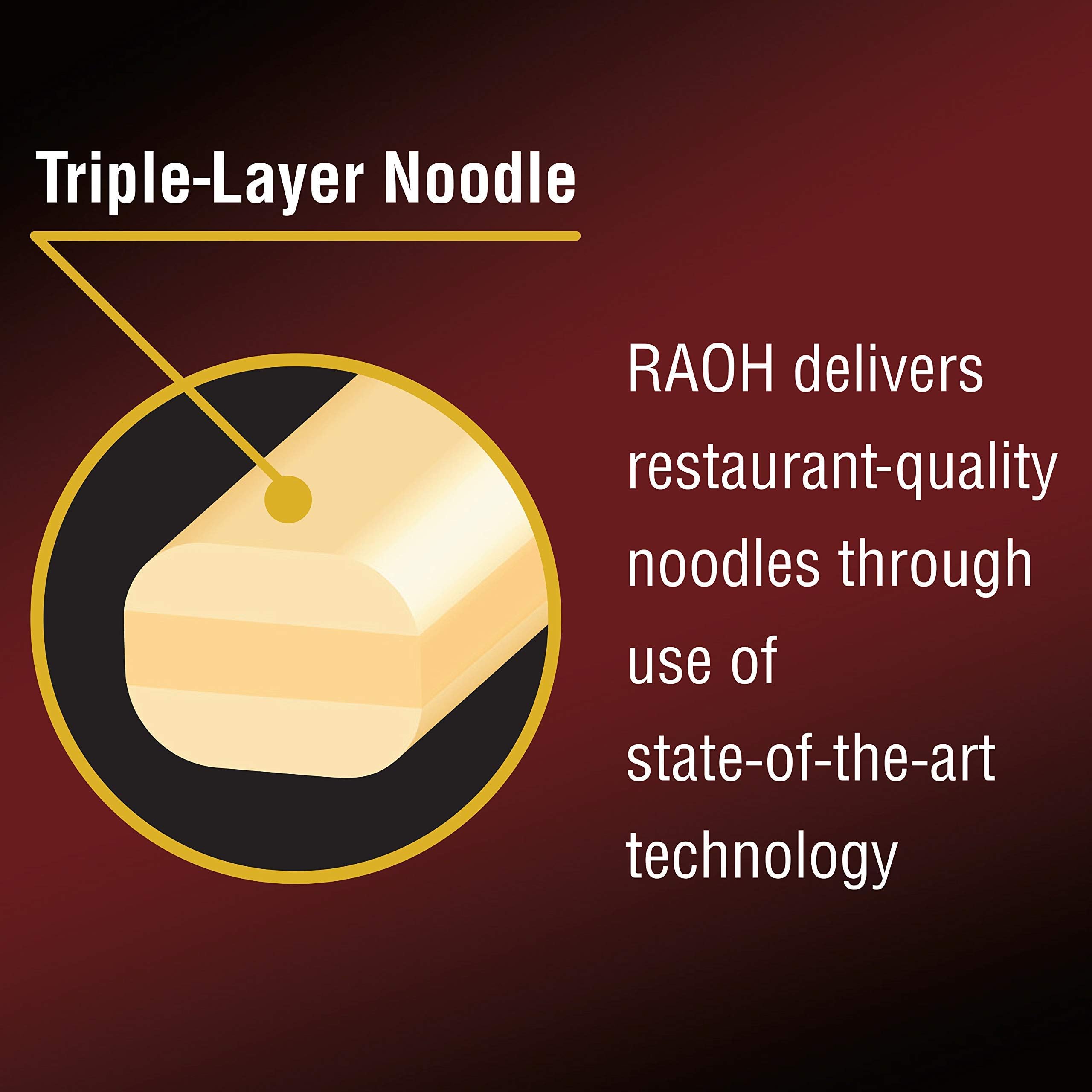 Nissin RAOH Tonkotsu ingredients graphic showing premium components